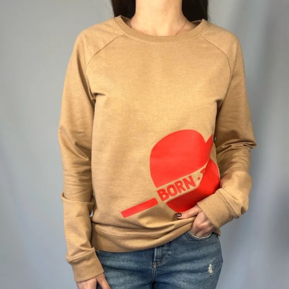 Scotch & Soda Sweatshirt Tan with Red Born To Love Heart Design Women’s Size XL - Picture 2 of 11